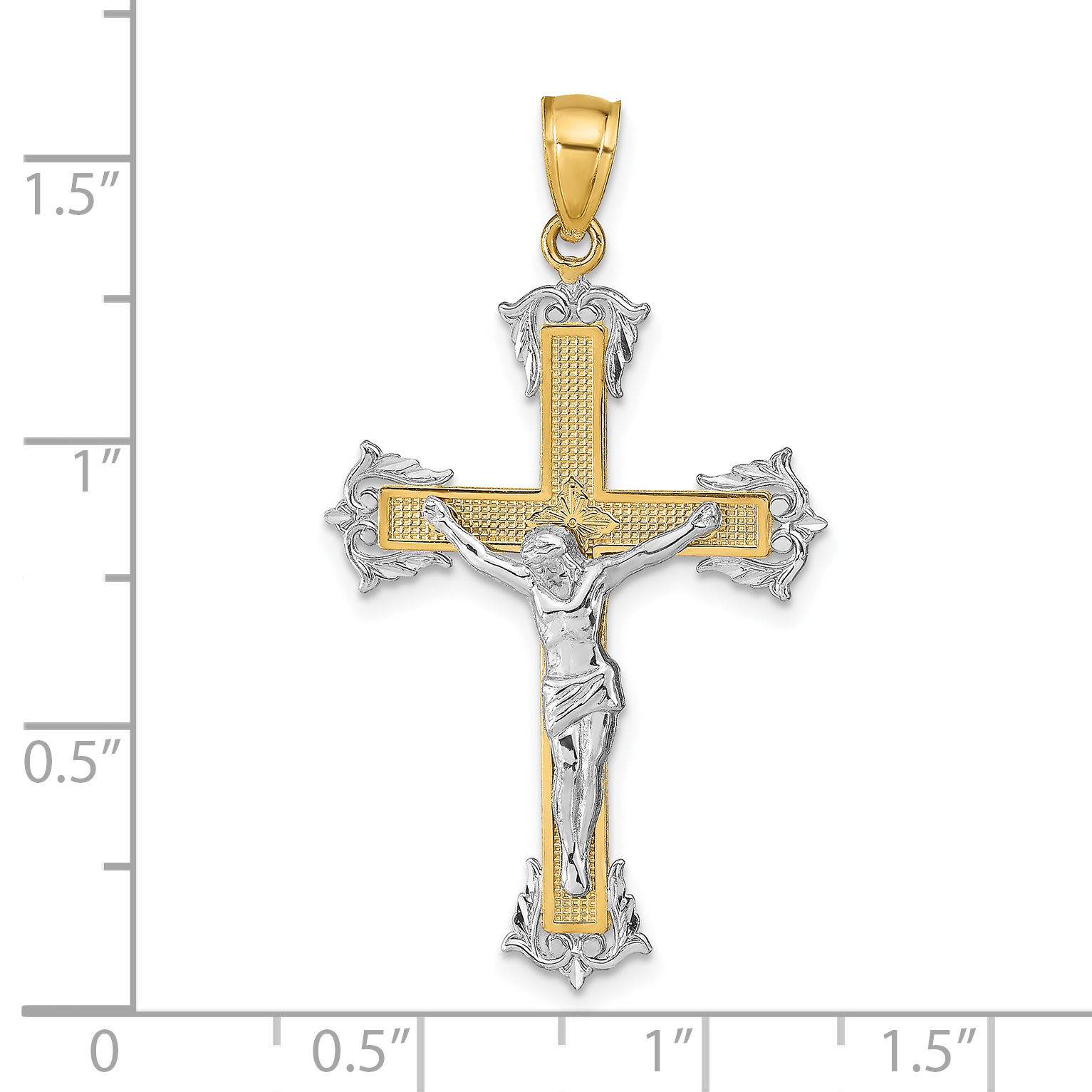 Quality Gold 14k Two-tone Crucifix Pendant C4519 - Tyler Ross Jewelers