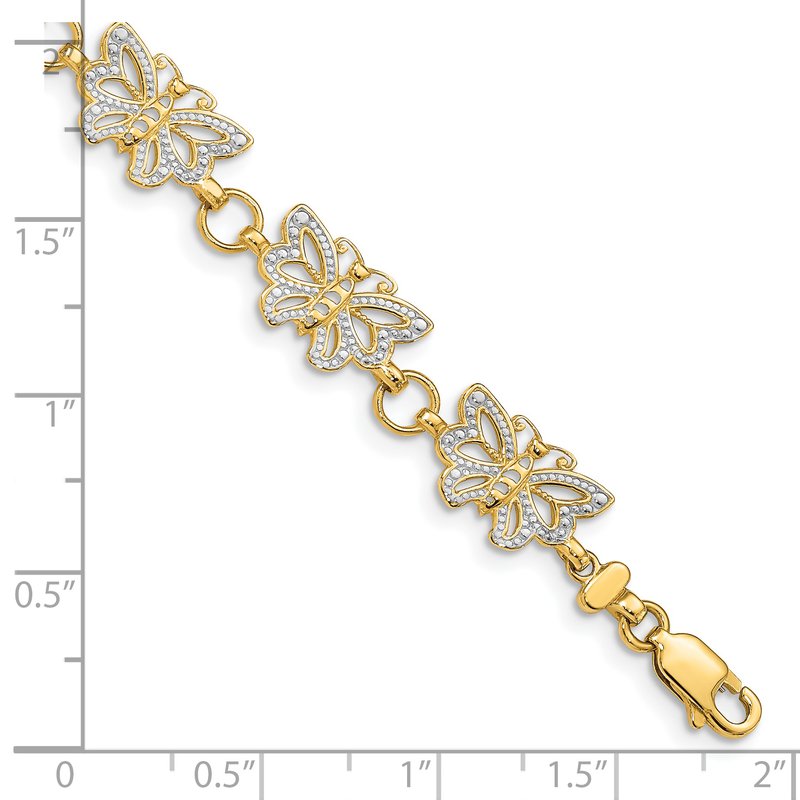Quality Collection 14k with White Rhodium Butterfly 7 inch