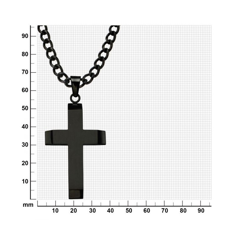 INOX Jewelry Black IP Cross Pendant SSP10999NK