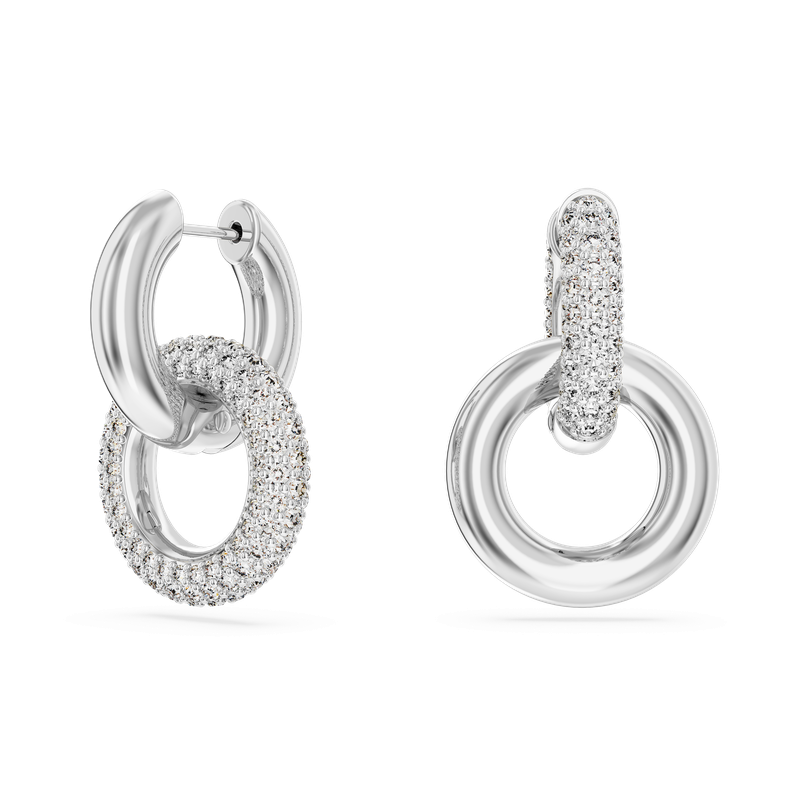 ピアス SWAROVSKI Dextera rhodium hoop earrings 5671807 Swarovski Dextera hoop earrings, Asymmetrical design