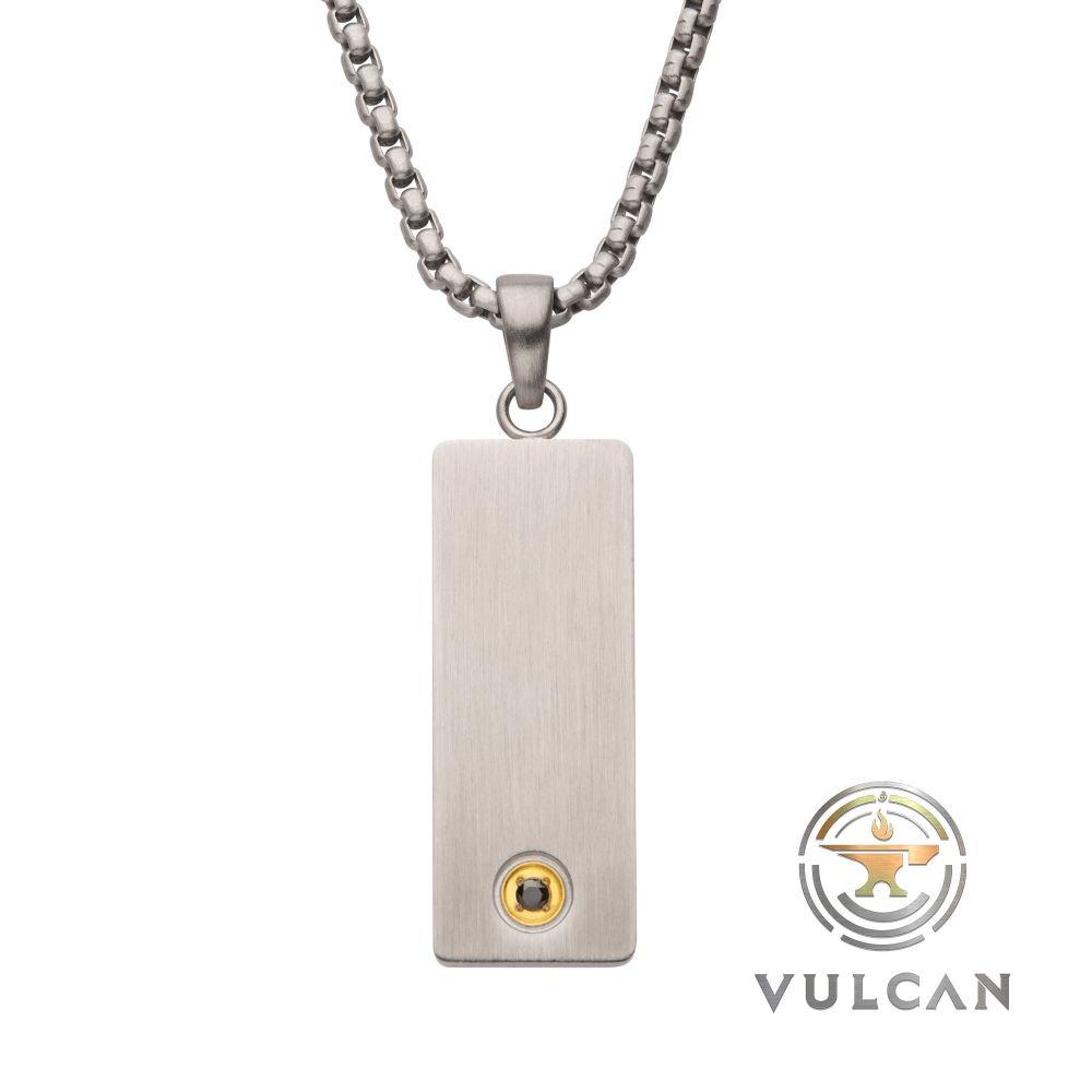 INOX Jewelry 1.6mm Black Sapphire Gem on Matte Finish Steel