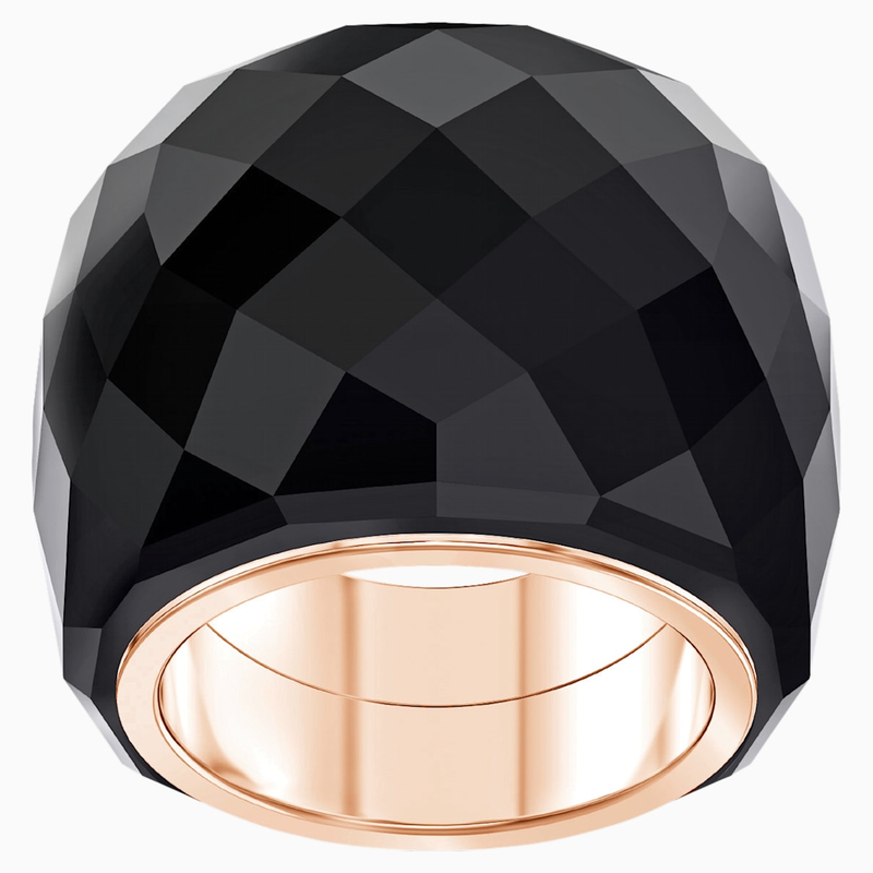 Swarovski Nirvana Ring, Black, Rose-gold tone PVD 5474369 - Jeffrey Jewelry