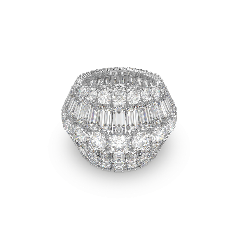 Swarovski Hyperbola cocktail ring, Mixed cuts, White