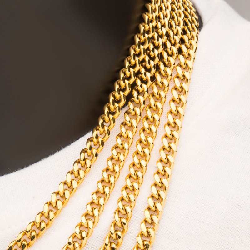 INOX Jewelry 8mm 18Kt Gold IP Miami Cuban Chain Necklace NK15011GP