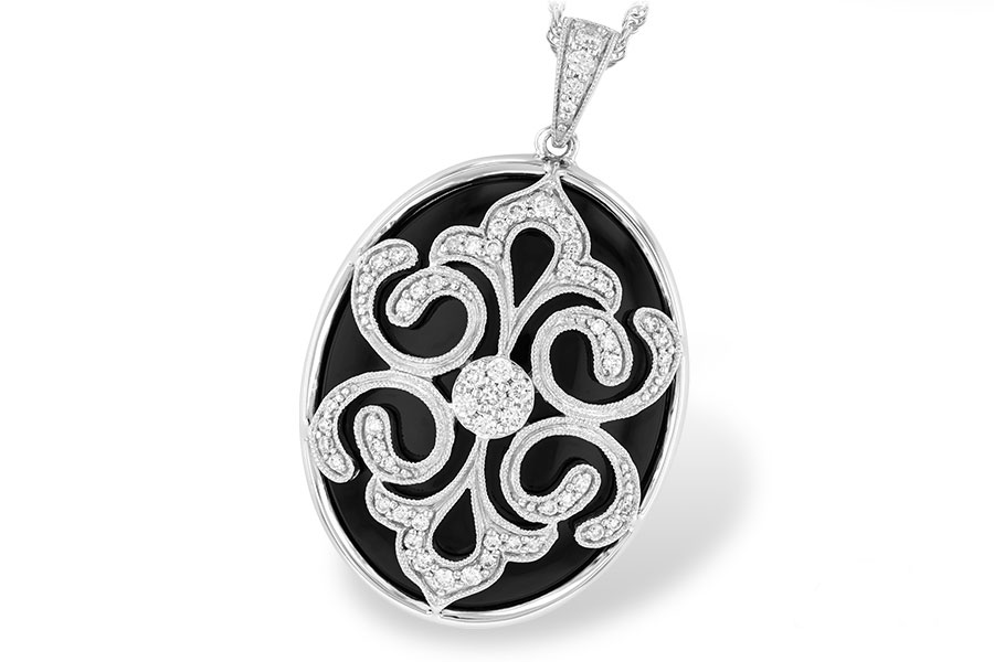 Allison Kaufman 14KT Gold Onyx & Diamond Necklace D187-44349