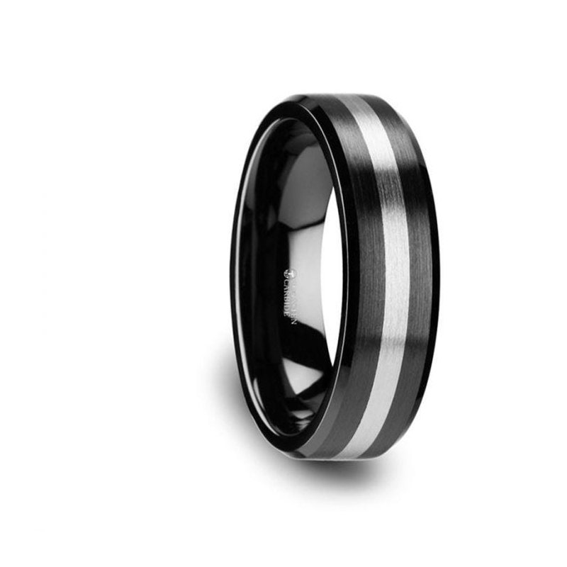 Thorsten Rings PHOENIX Brushed Black Ceramic Ring with Thorsten Rings PHOENIX Brushed Black Ceramic Ring with