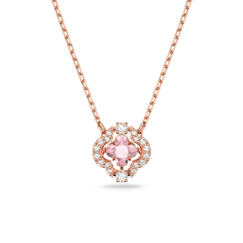 Swarovski Una necklace, Clover, Pink, Rose gold-tone plated