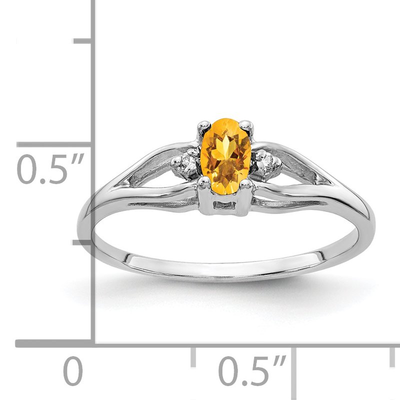14k White Gold Oval 5x3mm Citrine And Diamond Ring 14k White Gold Oval 5x3mm Citrine And Diamond Ring