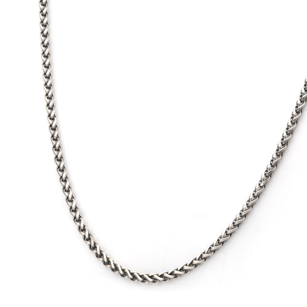 INOX Jewelry 4mm 925 Italy Silver Black Rhodium Plated Brushed