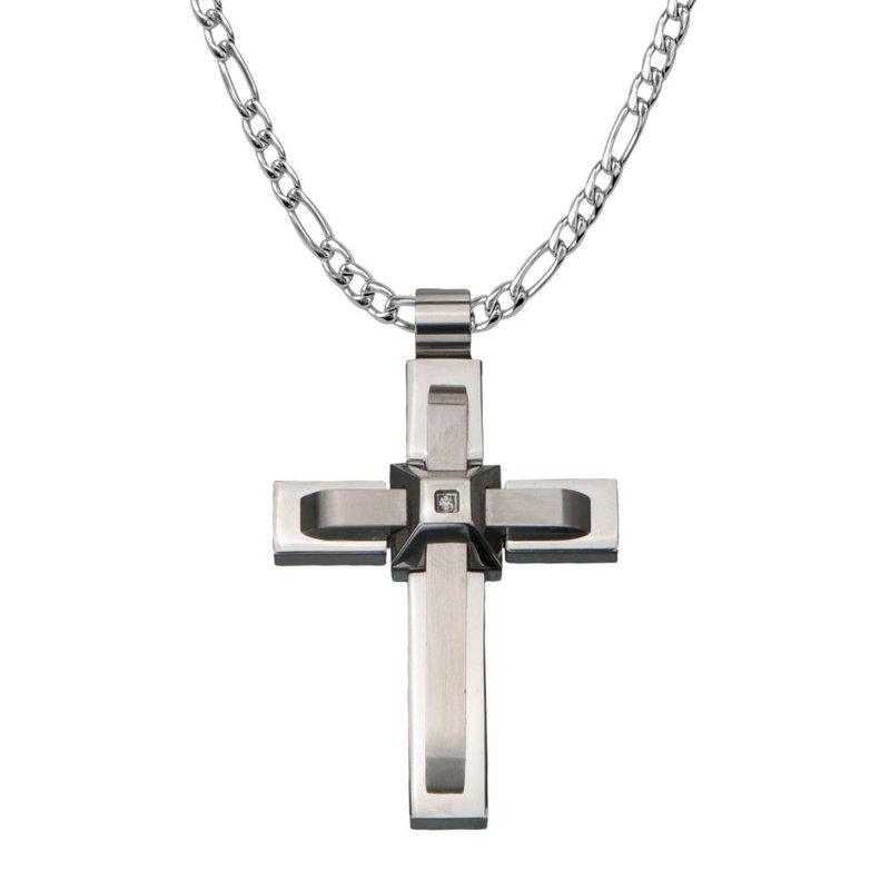 INOX Jewelry Two Layer Cross with X in the Middle Pendant