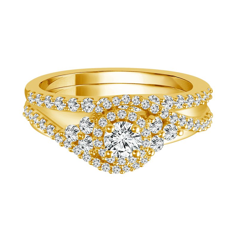 Two Hearts 14K YG Ladies 1.00ctw Diamond Bridal Set 241-15339