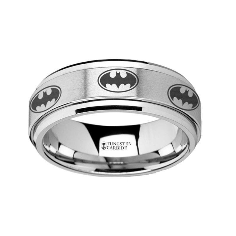 Thorsten Batman Symbol Tungsten Carbide Spinner Wedding Band - 8mm Thorsten Batman Symbol Tungsten Carbide Spinner Wedding Band - 8mm