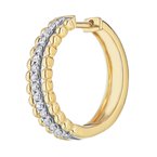Shefi Diamonds 14K Two Tone Earrings Pave Center Bubble Row Each Side Hoop Diamond 0.25 Ctw 777325FU2
