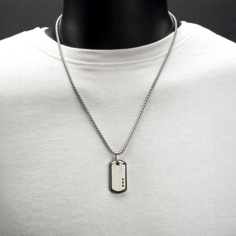 INOX Jewelry Satin Finish Frame Inlay Stainless Steel Identity Tag