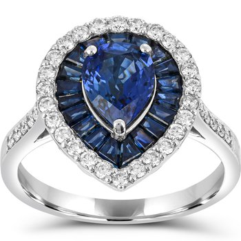 14K Blue Sapphire and  Diamond Ring R11138SB6W4
