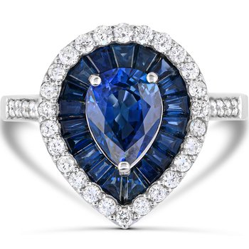 14K Blue Sapphire and  Diamond Ring R11138SB6W4