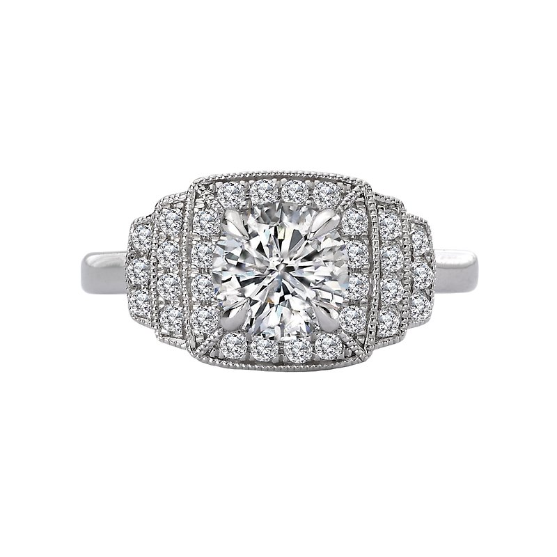 Romance Halo Semi-Mount Diamond Ring 119267-CR100K - Van Romance Halo Semi-Mount Diamond Ring 119267-CR100K - Van