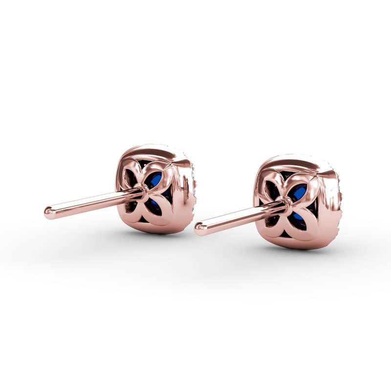 Round-Cut Blue Sapphire & Diamond Stud Earrings 1/8 ct tw