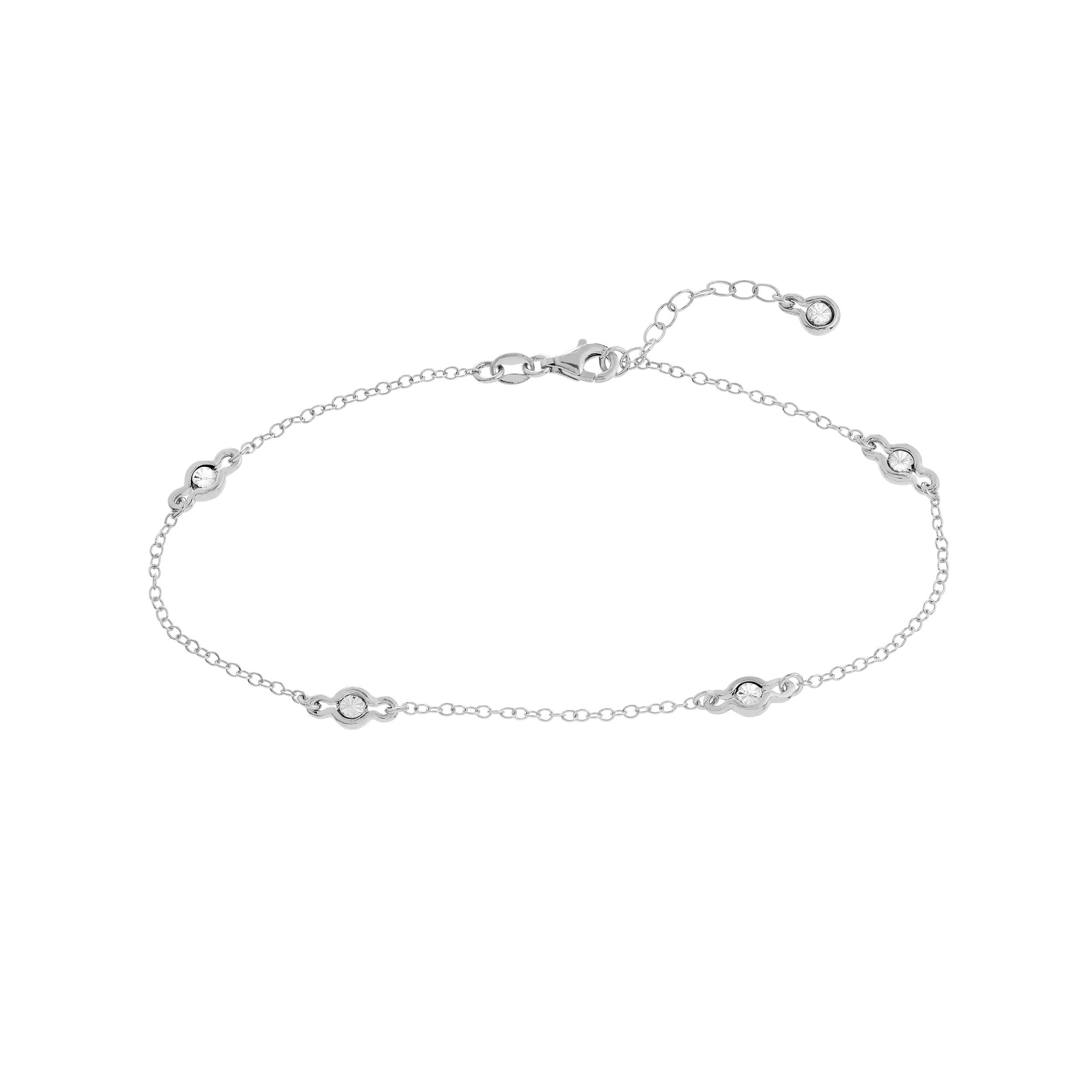 Enchanted Design Sterling Silver Diamond Illusion Stations Anklet