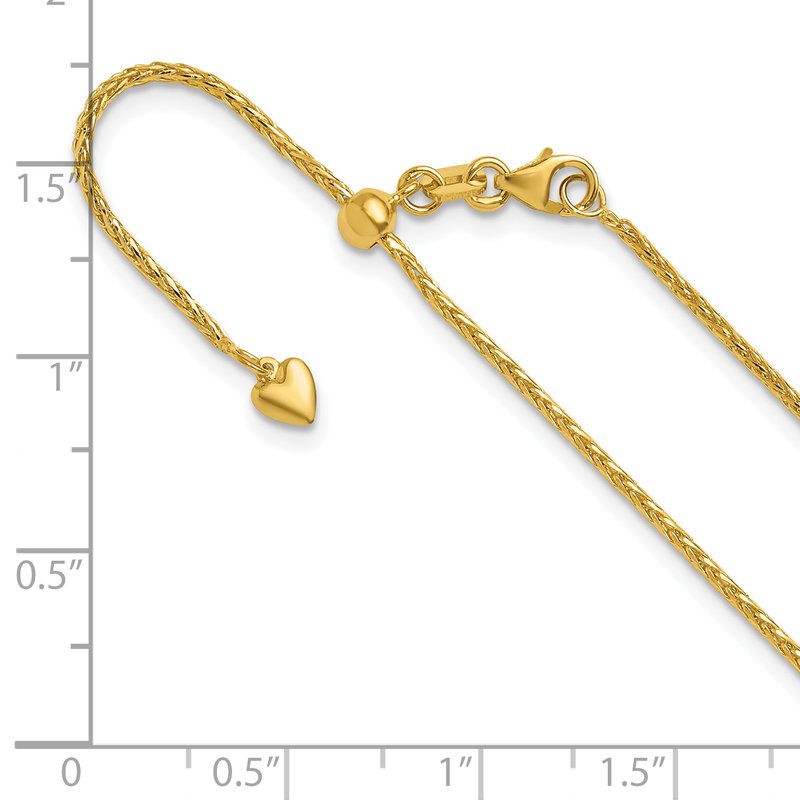 Leslies Sterling Silver Yellow Gold Plated 1.3mm Adjustable Wheat Spiga Chain - up to 22