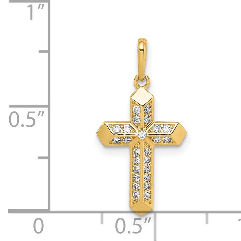Quality Gold 14K Cross CZ Pendant XR1838 - Douglas Jewelers