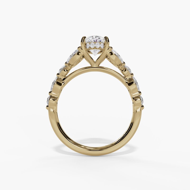 Marquise Diamond Accent Engagement Ring With Round Floating