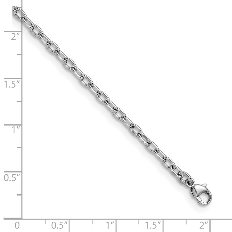Herco Platinum Polished 3mm Solid Cable 18 inch Chain PTFL3018