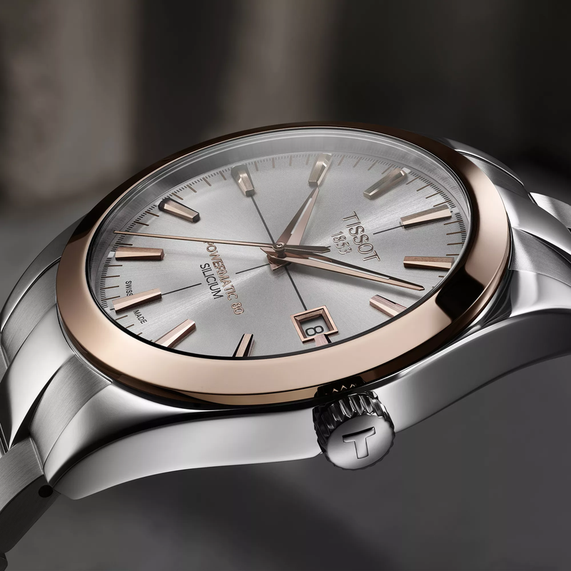 Tissot Gentleman Gold bezel 40mm T9274074103100 - Apex Jewelers