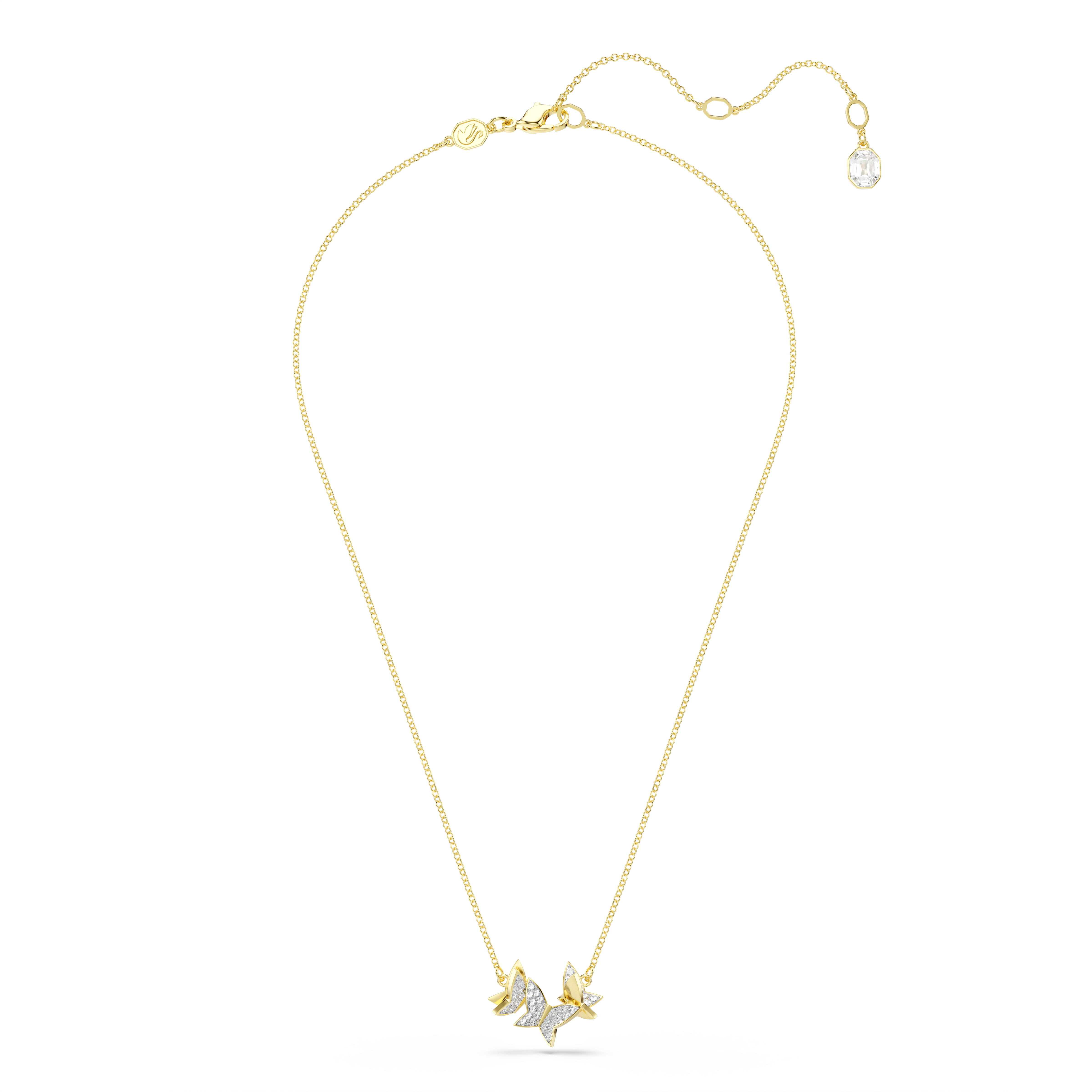 Swarovski Idyllia Lilia necklace, Butterfly, White, Gold-tone