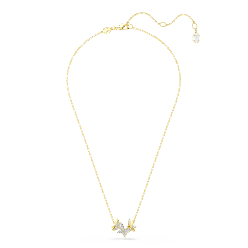 Swarovski Idyllia Lilia necklace, Butterfly, White, Gold-tone