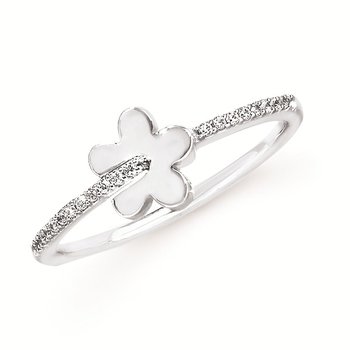 Sterling Silver .08 CTW Diamond Flower Ring Sterling Silver .08 CTW Diamond Flower Ring