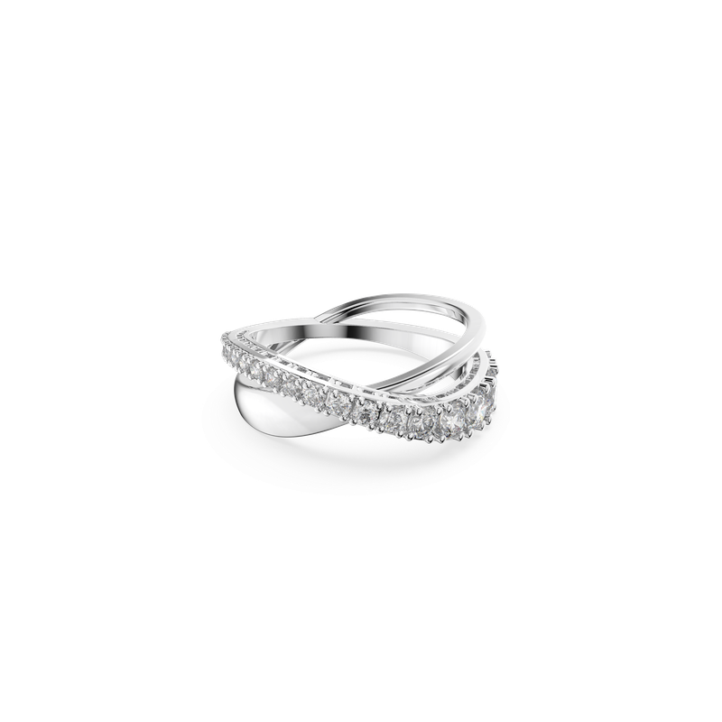 Swarovski Twist ring, Round cut, White, Rhodium plated 5572724