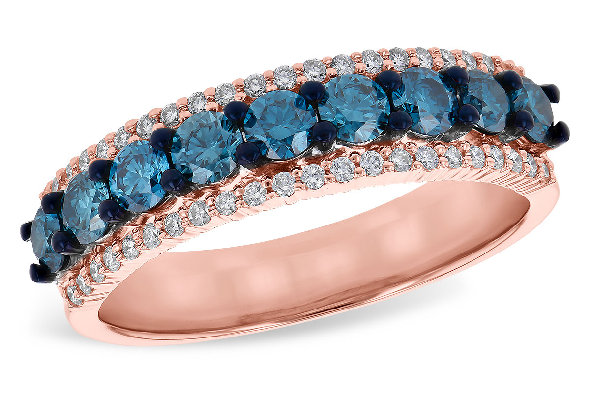 Allison Kaufman 14KT Gold Ladies Blue Diamond Wedding Ring C273