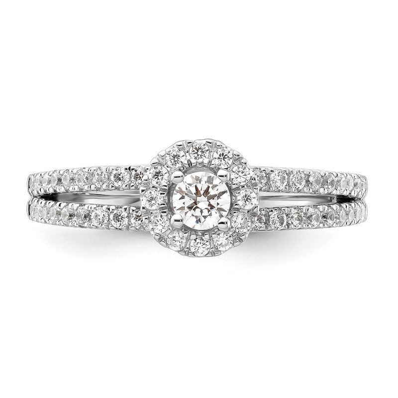 14K White Gold Lab Grown Diamond Two Promises Halo Complete Engagement Ring 14K White Gold Lab Grown Diamond Two Promises Halo Complete Engagement Ring