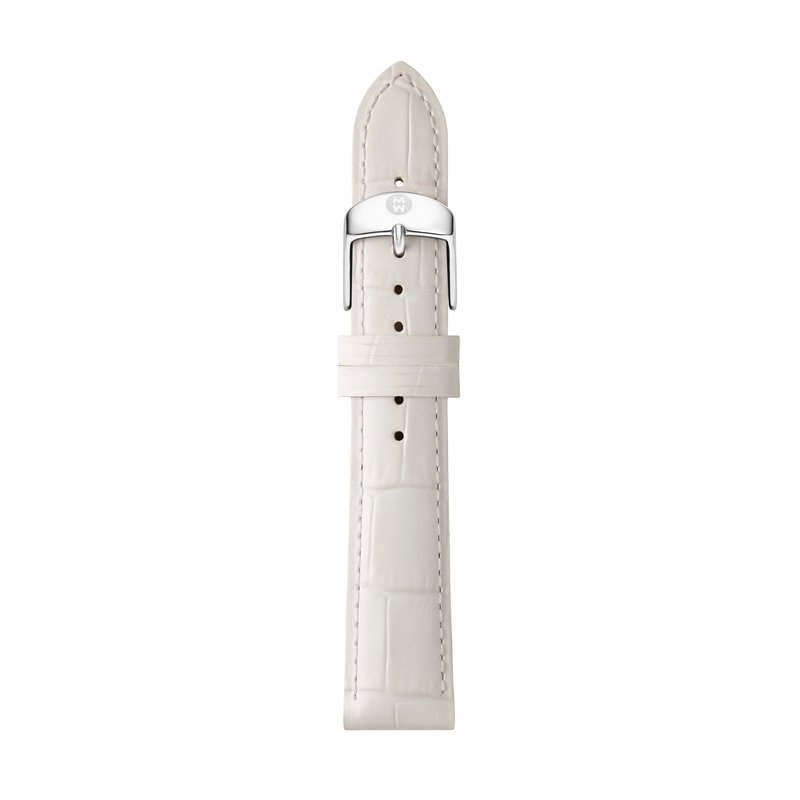 Michele Alligator Leather Watch Band 16mm Pearl White White Alligator Grain Leather Watch Band – Barton Watch Bands main image 2