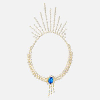Swarovski Lilia necklace, Butterfly, Blue, Rhodium plated