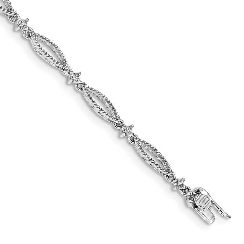 QG 14k White Gold Complete 1/20 carat Diamond Rope-Textured