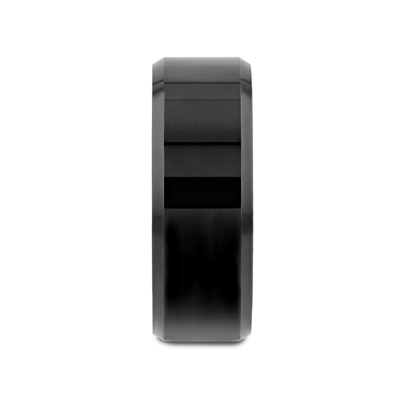 Thorsten INFINITY Black Tungsten Ring with Beveled Edges - 4mm - 12mm