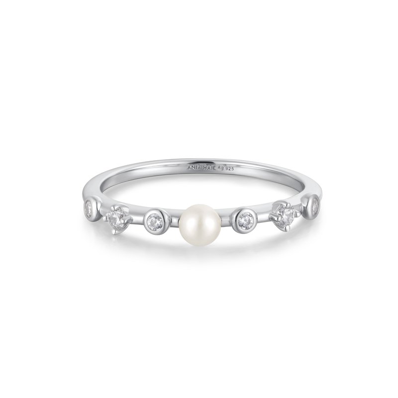 ANIA HAIE Silver Freshwater Pearl and White Cubic Zirconia Bezel
