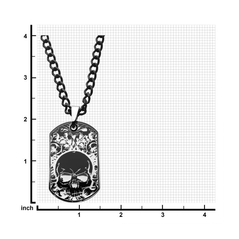 INOX Jewelry Stainless Steel Black IP with Skull Design Dog