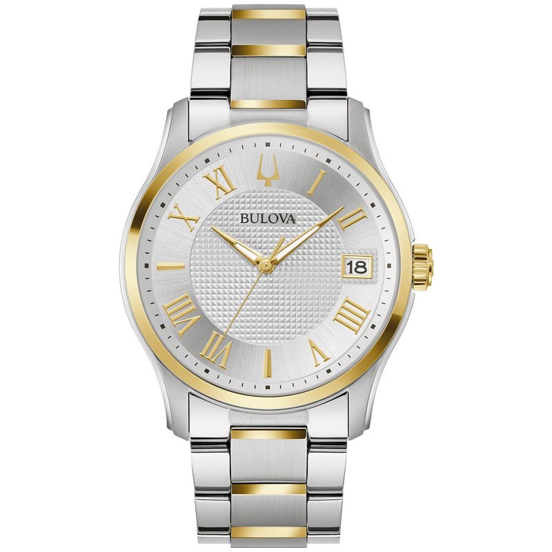 Bulova men's quartz stainless steel dress watch hotsell