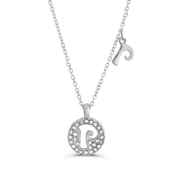Silvertone Sparkly Hollow P Pendant Z124-LN5496P