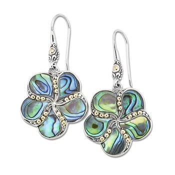 Samuel B STERLING SILVER ROUND ABALONE PENDANT WITH TREE