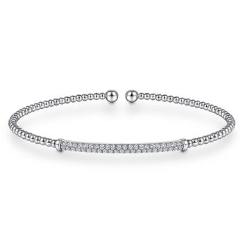 14K White Gold Bujukan Split Cuff Bracelet with Diamond PavÃƒÂ© Bar BG4262-62W45JJ
