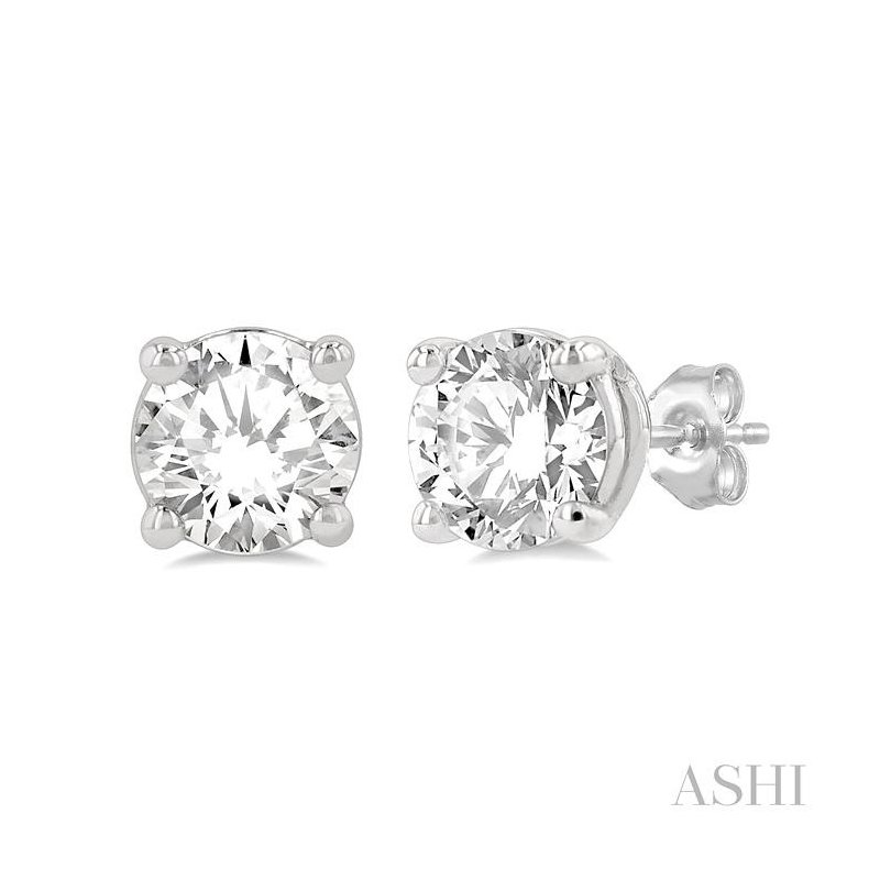 ASHI Round Shape Diamond Stud Earrings 66300PJFGERWG-1.25