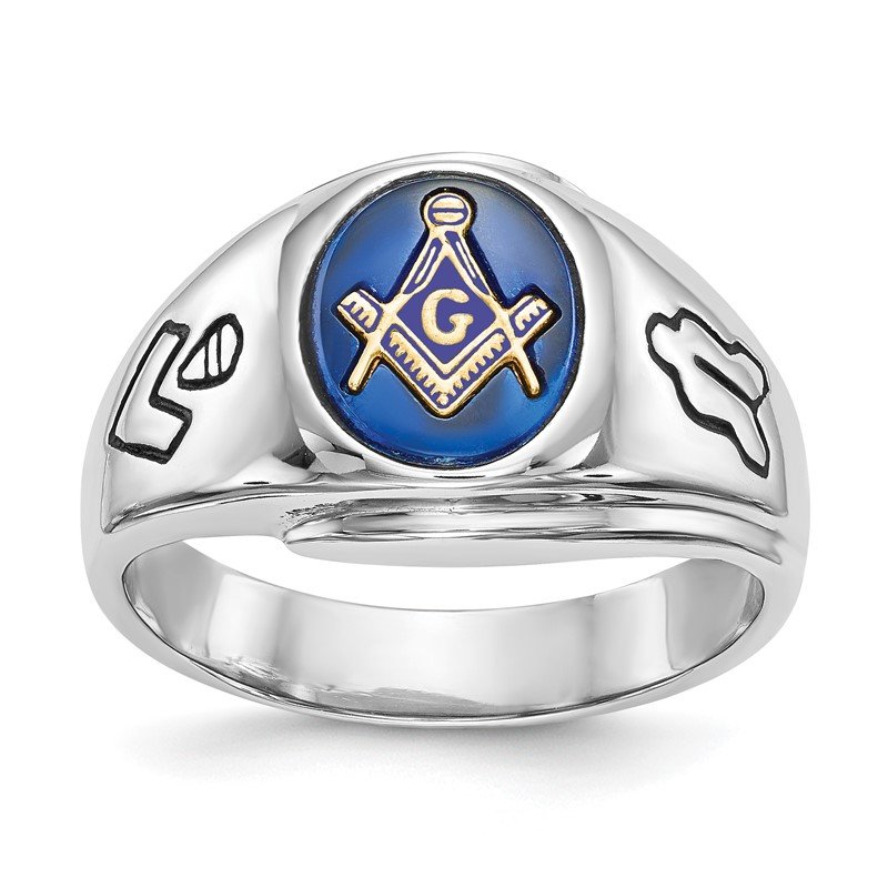 Men's Big Bold 22mm Real Silver hotsell 14k White Gold Over Masonic Freemason Ring Band