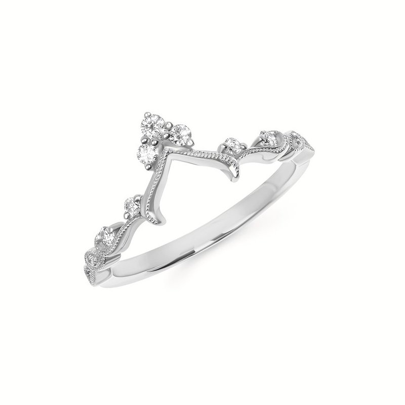 14K White Gold 1/8 CTW Diamond Crown Ring
