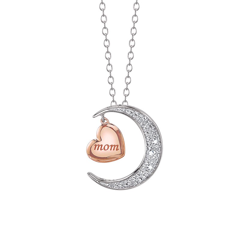 Simmons & Clark Two Hearts Collection Moon and Back Pendant 381