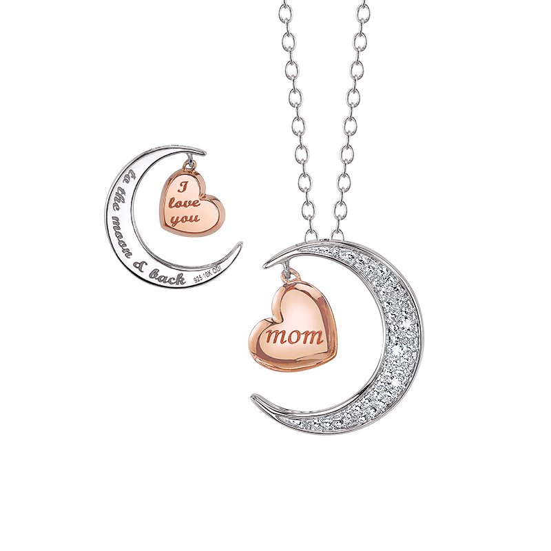 Simmons & Clark Two Hearts Collection Moon and Back Pendant