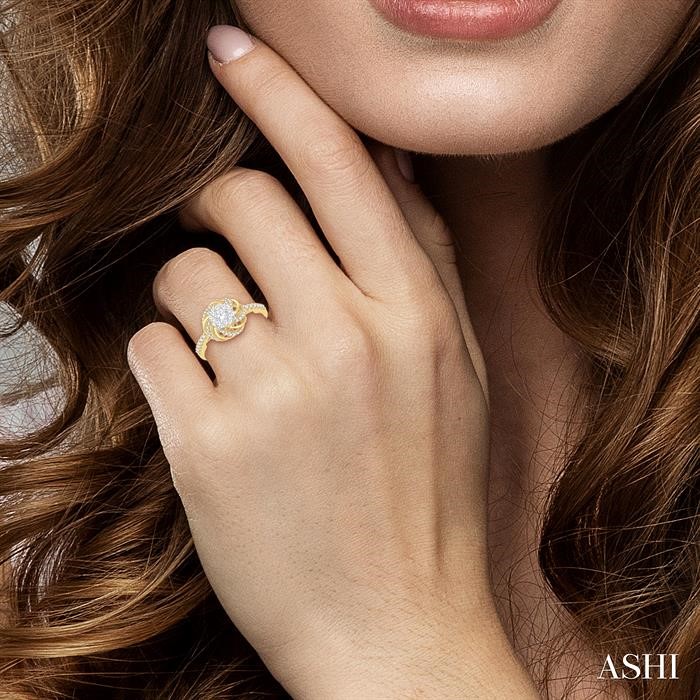 ASHI Round Shape Lovebright Diamond Flower Engagement Ring